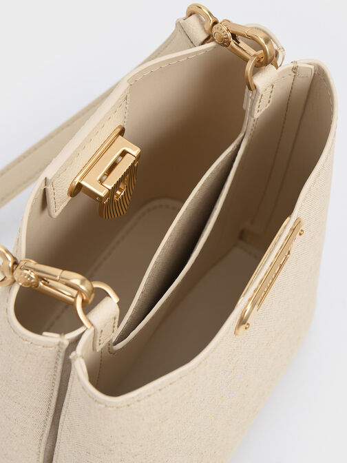 Alcott Canvas Bucket Bag, Beige, hi-res