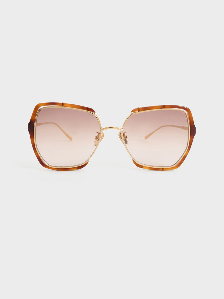 Recycled Acetate Wire-Frame Butterfly Sunglasses, , hi-res