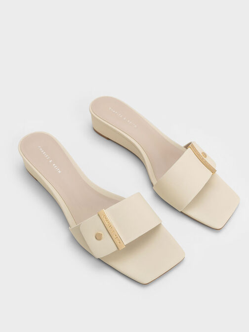Metallic Accent Square-Toe Wedges, , hi-res