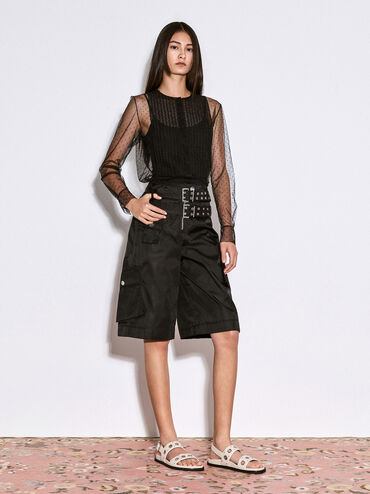 รองเท้าแตะรัดส้นประดับห่วงโลหะ, สีชอล์ค, hi-res