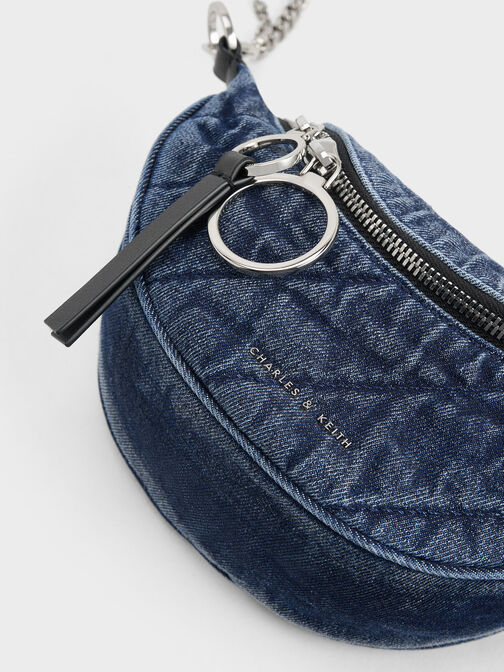 Philomena Denim Half-Moon Crossbody Bag, , hi-res