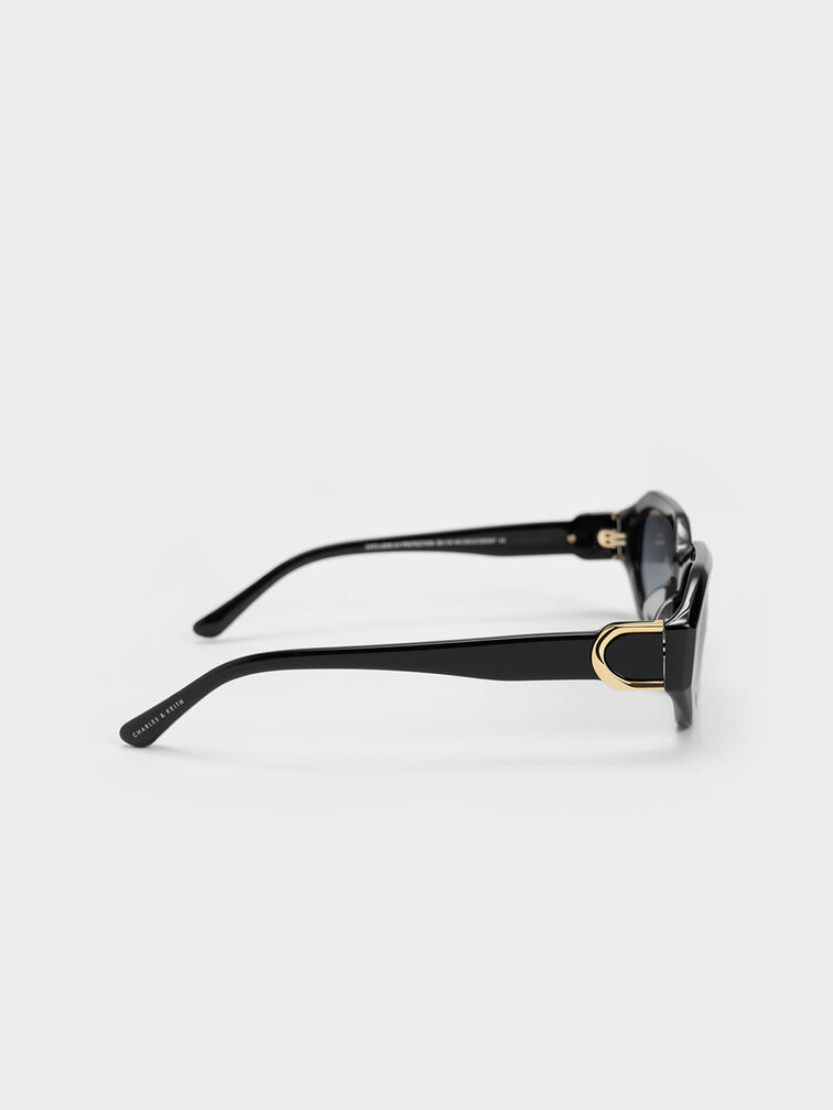 Gabine Recycled Acetate Oval Sunglasses, Black, hi-res