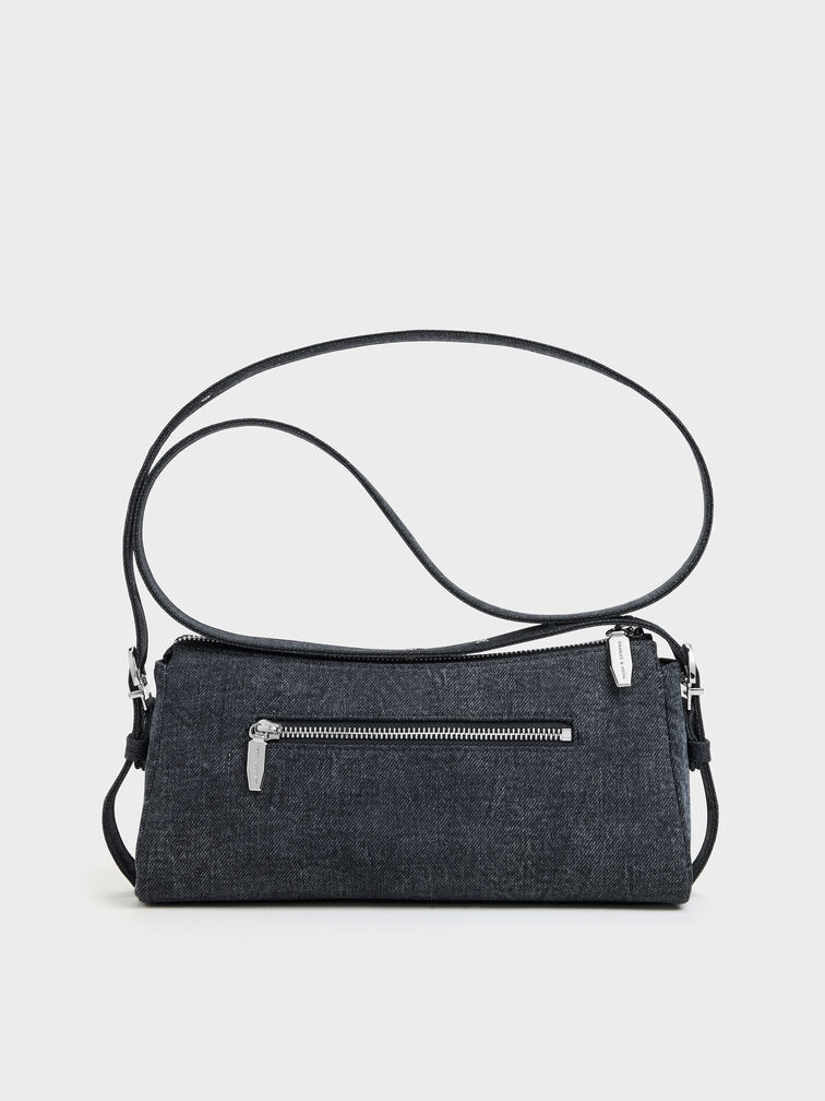 Rachel Denim Front-Pocket Chain Shoulder Bag, Denim Blue, hi-res