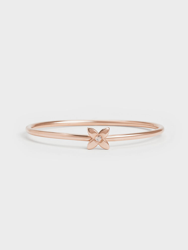 กำไลข้อมือตกแต่งลายดอกไม้ประดับคริสตัลรุ่น Felicity, สีโรสโกลด์, hi-res