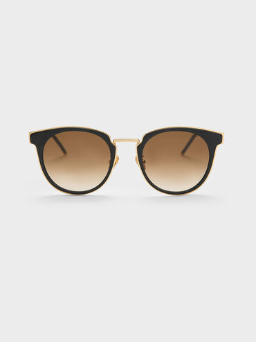 Oval Recycled Acetate Sunglasses, สีดำ, hi-res