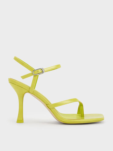 Toe-Loop Flare Heel Sandals, Lime, hi-res