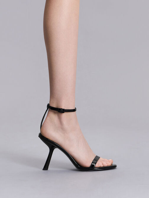 Patent Slant-Heel Ankle-Strap Sandals, หนังแก้วสีดำ, hi-res