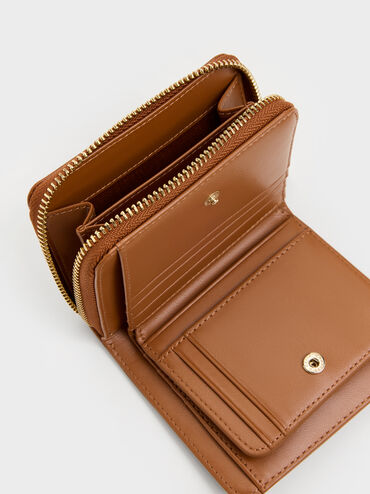 กระเป๋าสตางค์ใบสั้นดีไซน์ที่ปิดแบบซิปรอบรุ่น Finley, สีดิสเทรสด์แทน, hi-res