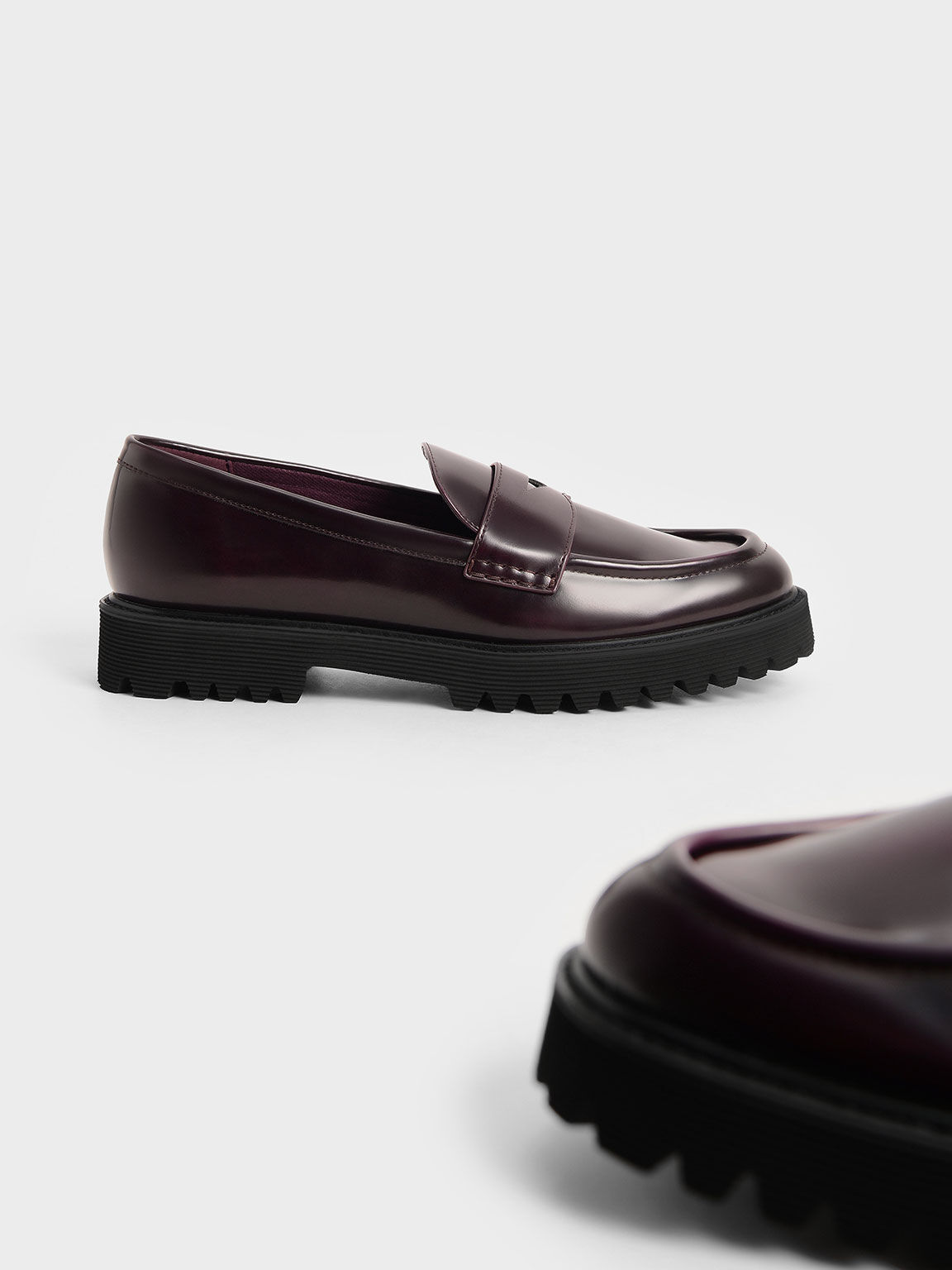 Chunky Penny Loafers, Burgundy, hi-res