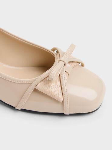Bettina Double-Bow Pumps, Beige, hi-res