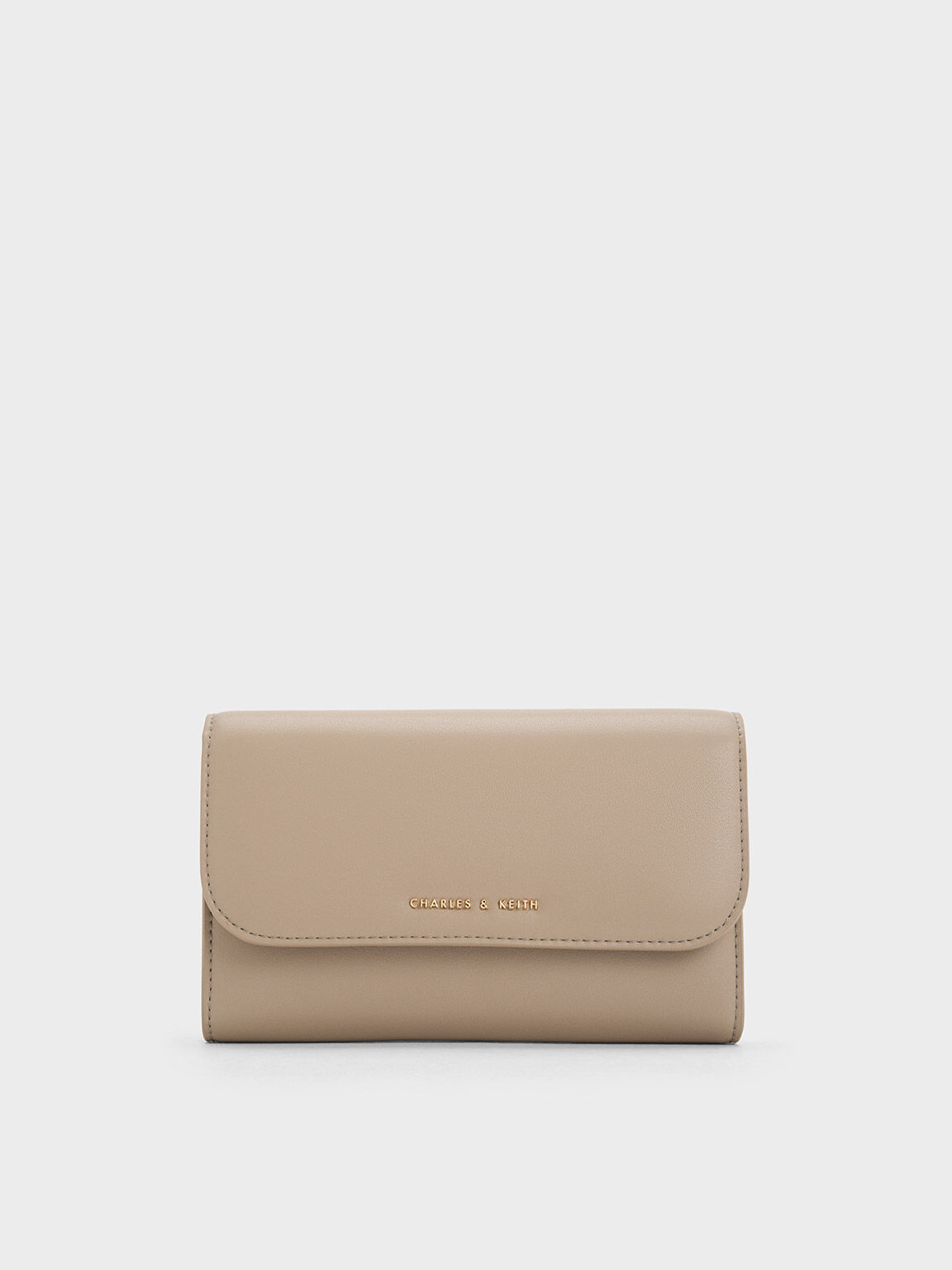 Taupe Octavia Front Flap Long Wallet CHARLES KEITH TH