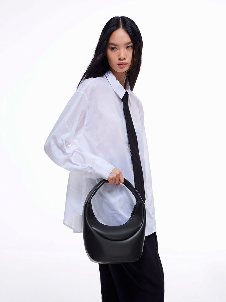 Elongated Curved Hobo Bag, , hi-res