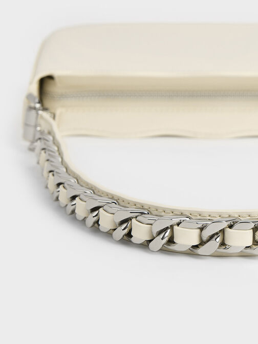 Wavy Braided Chain-Link Shoulder Bag, Chalk, hi-res