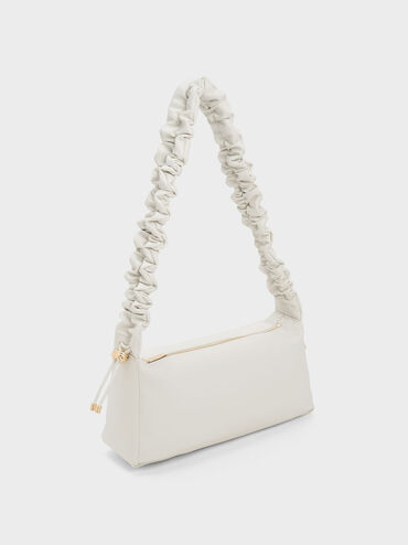 Cosette Ruched Handle Bag, White, hi-res