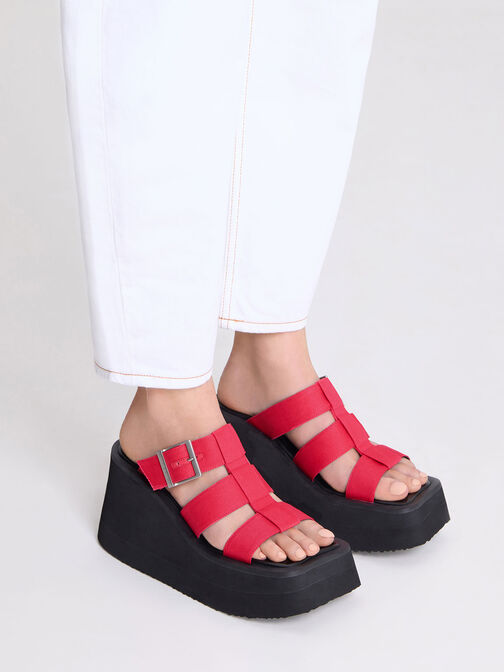 IIsa Flatform Gladiator Sandals, สีฟูเชีย, hi-res