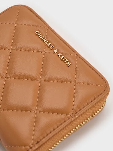 Alva Quilted Zip-Around Wallet, Russet Brown, hi-res