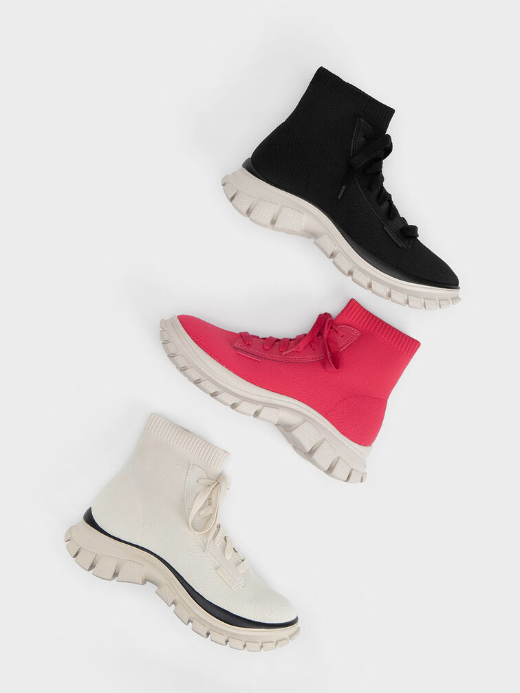 Knitted Sock High-Top Sneakers, , hi-res