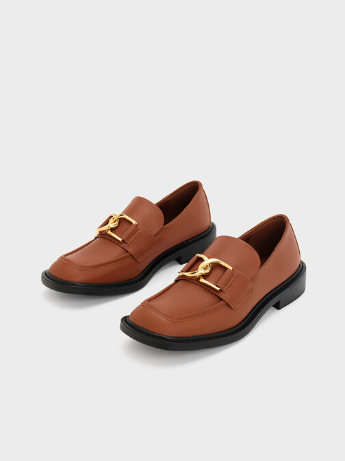 Gabine Leather Loafers, Cognac, hi-res