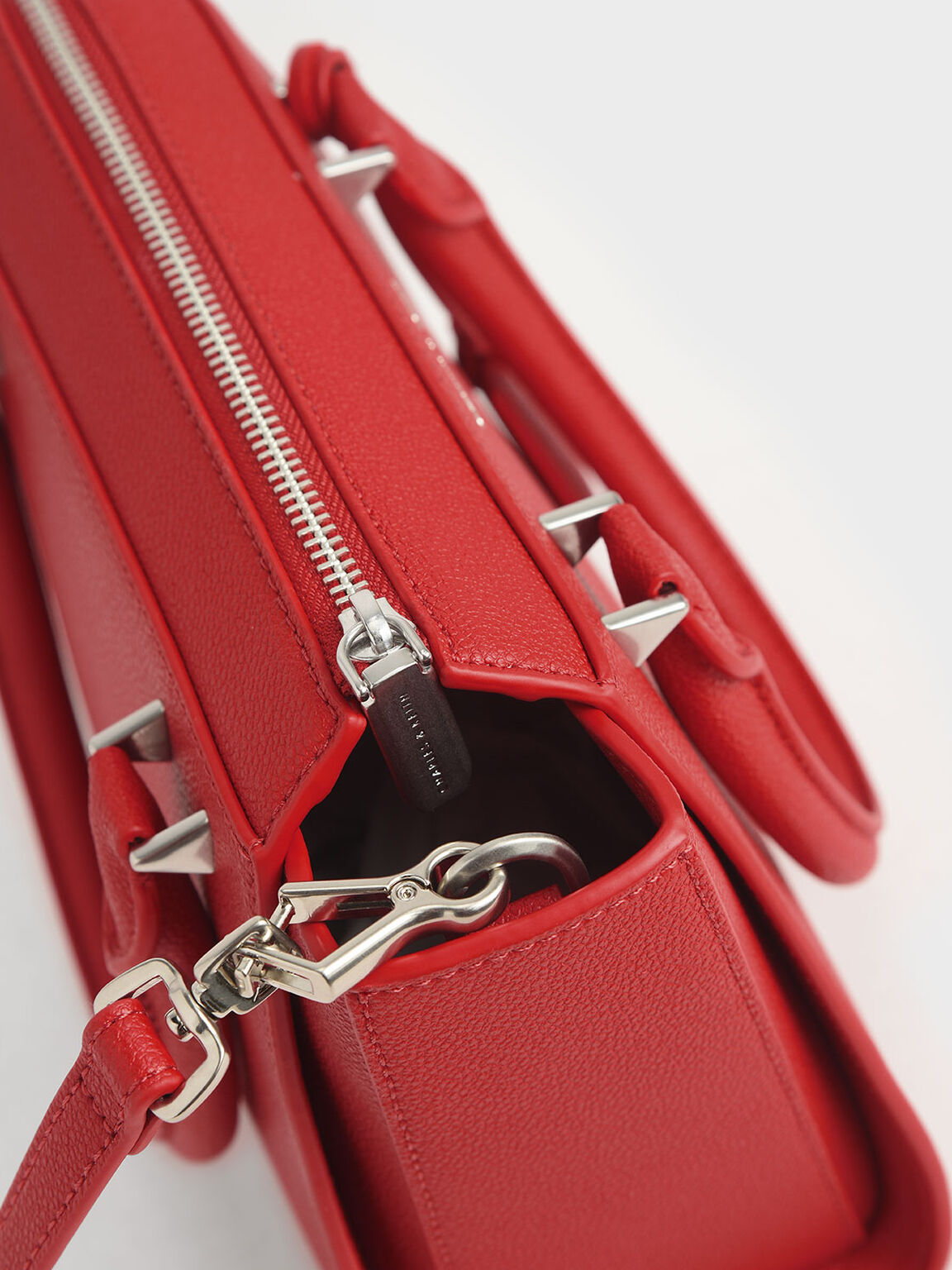 Structured Trapeze Bag, Red, hi-res
