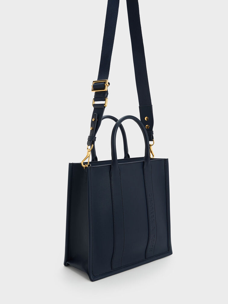 Clover Trapeze Tote Bag, สีเนวี, hi-res