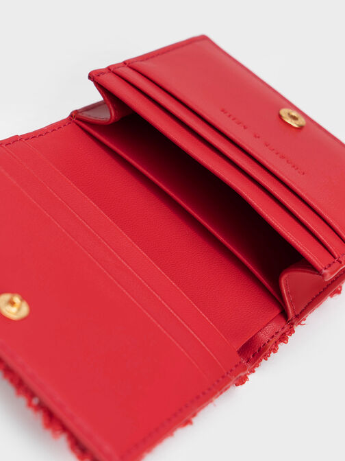 Georgette Tweed Small Wallet, สีแดง, hi-res