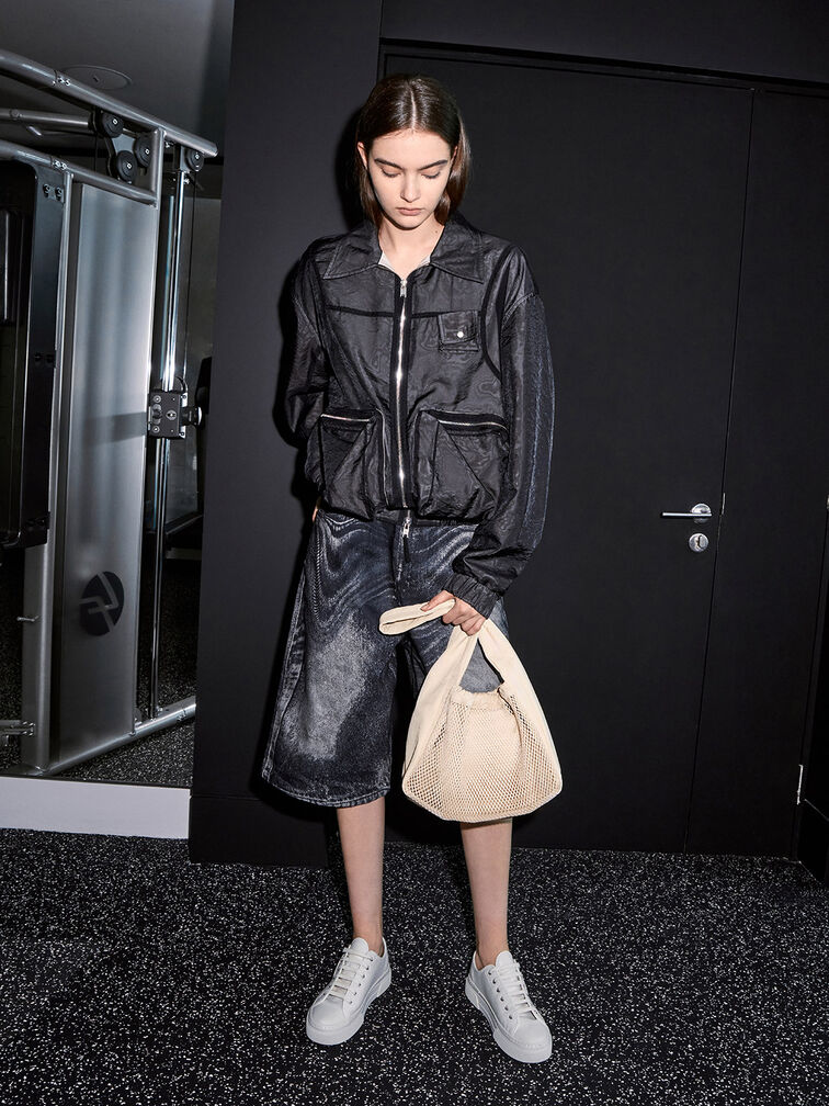 Terra Mesh & Nylon Shoulder Bag, Oat, hi-res