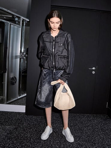 Terra Mesh & Nylon Shoulder Bag, Oat, hi-res