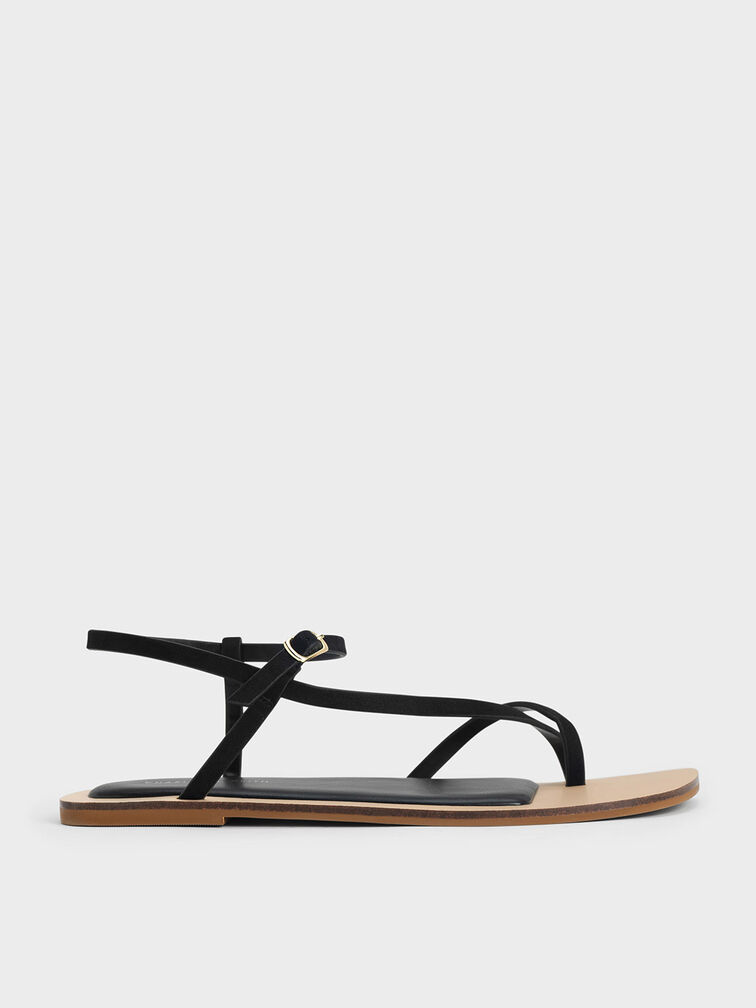 Textured Asymmetric Toe Ring Sandals, , hi-res