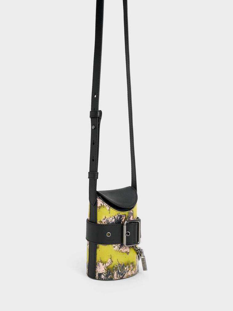 Jules Leather Belted Bucket Bag, , hi-res