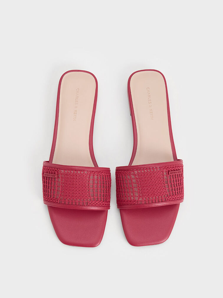 Mesh Knitted Slide Sandals, , hi-res