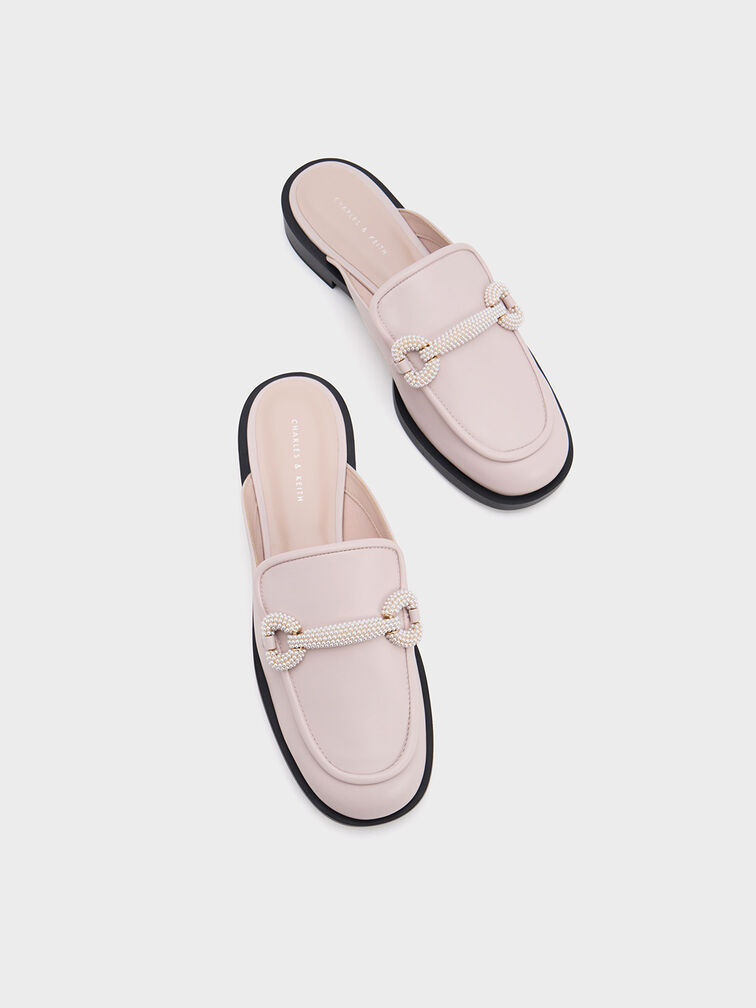 Beaded Accent Loafer Mules, , hi-res