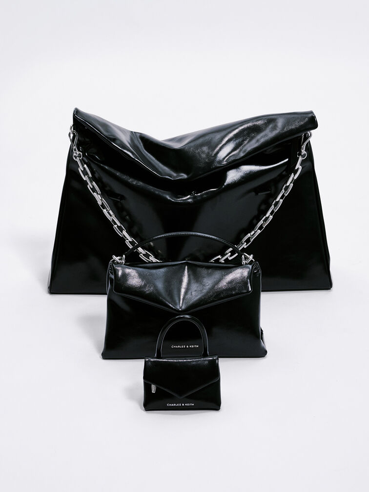 Andromeda Chunky-Chain Trapeze XL Tote Bag, Noir, hi-res