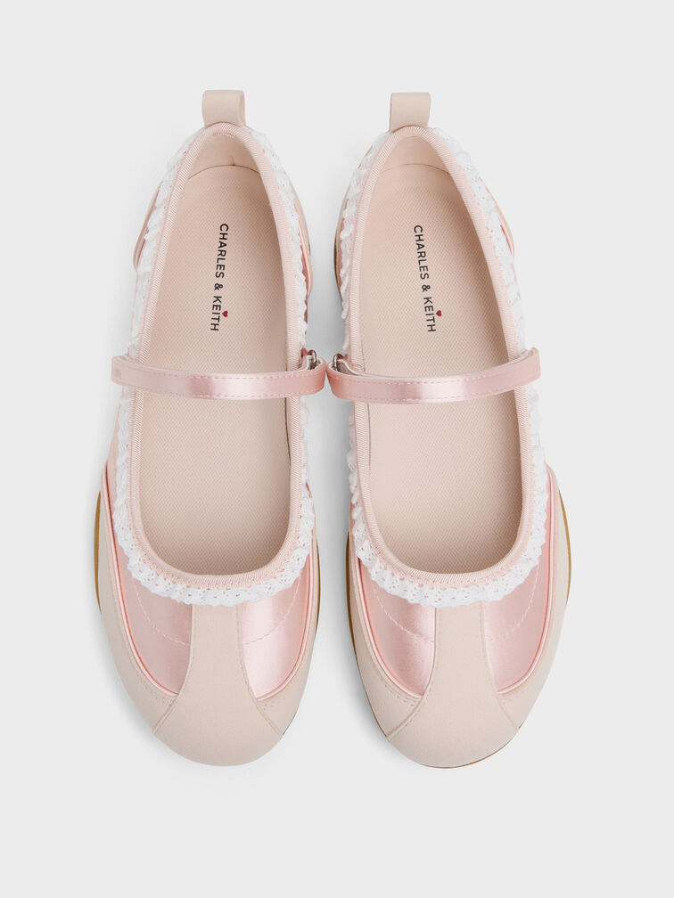 Louise Lace-Trim Mary Jane Sneakers, Light Pink, hi-res