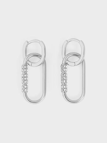 Reagan Crystal Drop Earrings, Silver, hi-res
