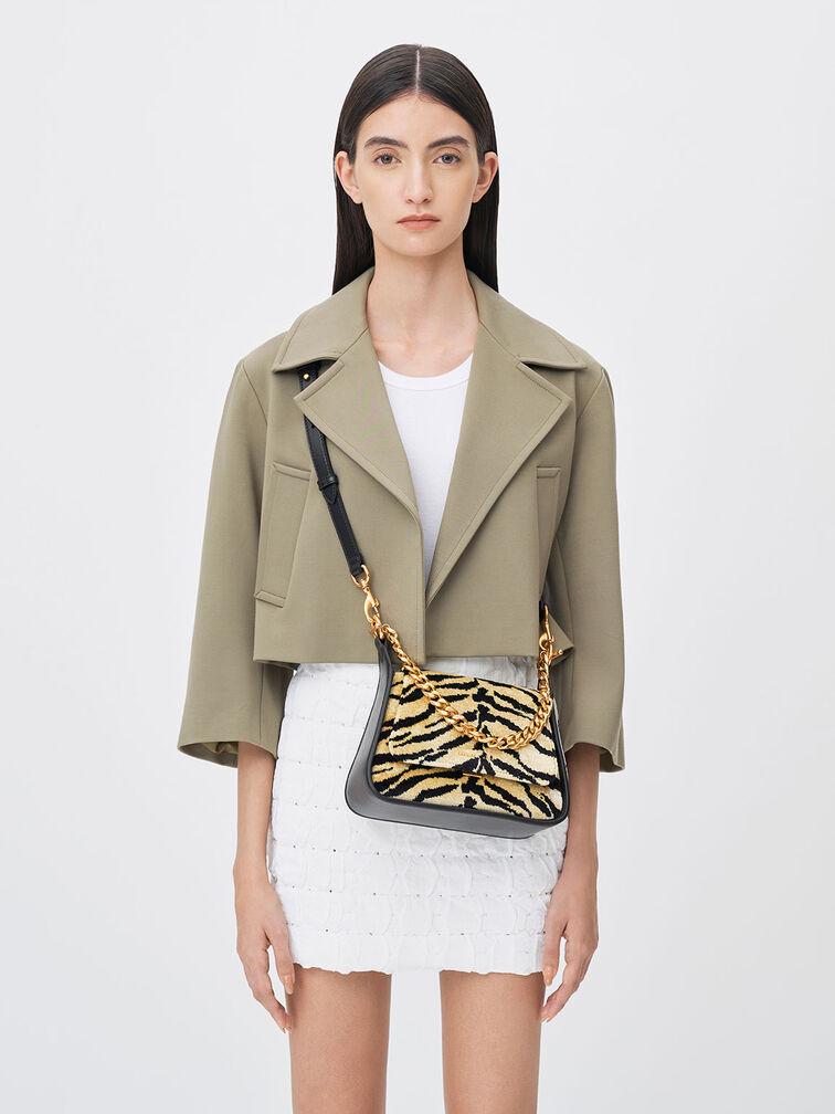 Minta Tiger Print Trapeze Bag, , hi-res