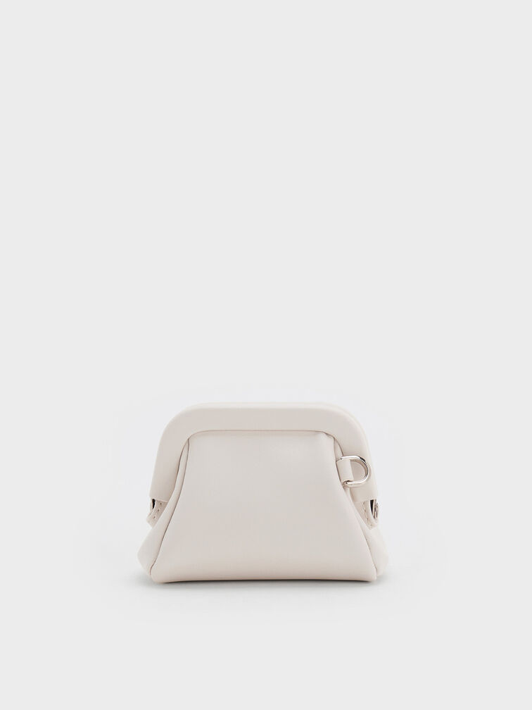 ชาร์มกระเป๋าใบจิ๋วตกแต่งด้วยโบว์, สีเมอแรงก์ไวท์, hi-res