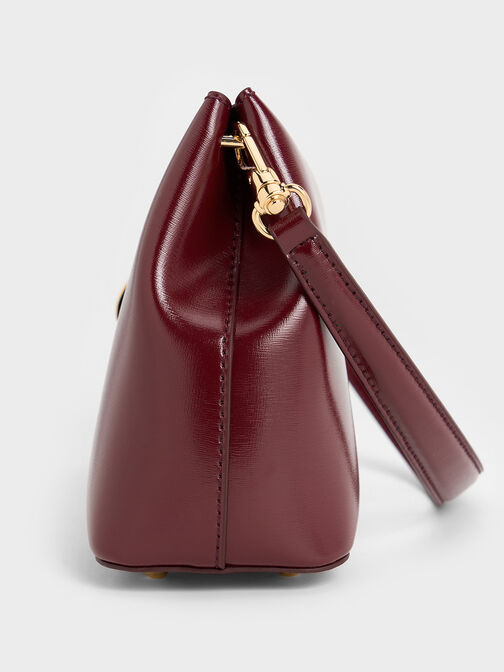 Wisteria Metallic-Accent Shoulder Bag, Burgundy, hi-res