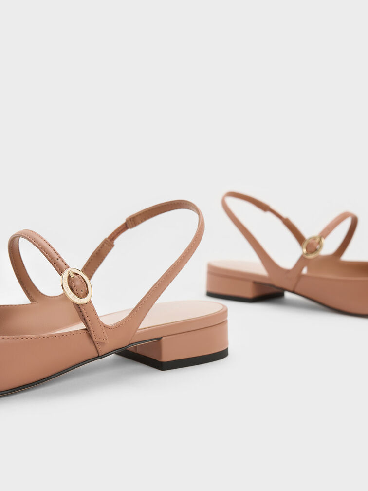 Slingback Mary Jane Flats, สีคาราเมล, hi-res