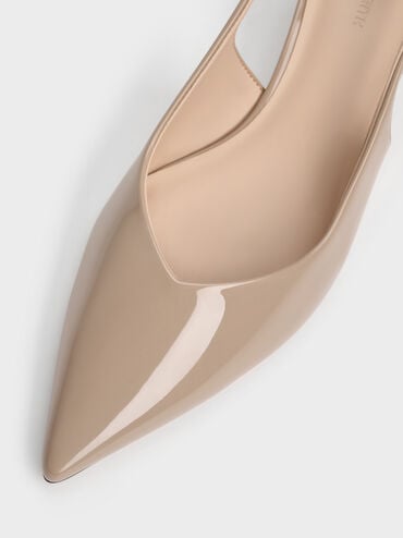 รองเท้าปิดส้นพร้อมสายรัดข้อเท้าหนังแก้วรุ่น Luciana, สีโทป, hi-res