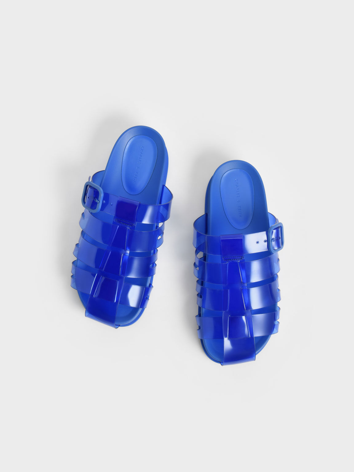 Madison Caged See-Through Slide Sandals, Blue, hi-res