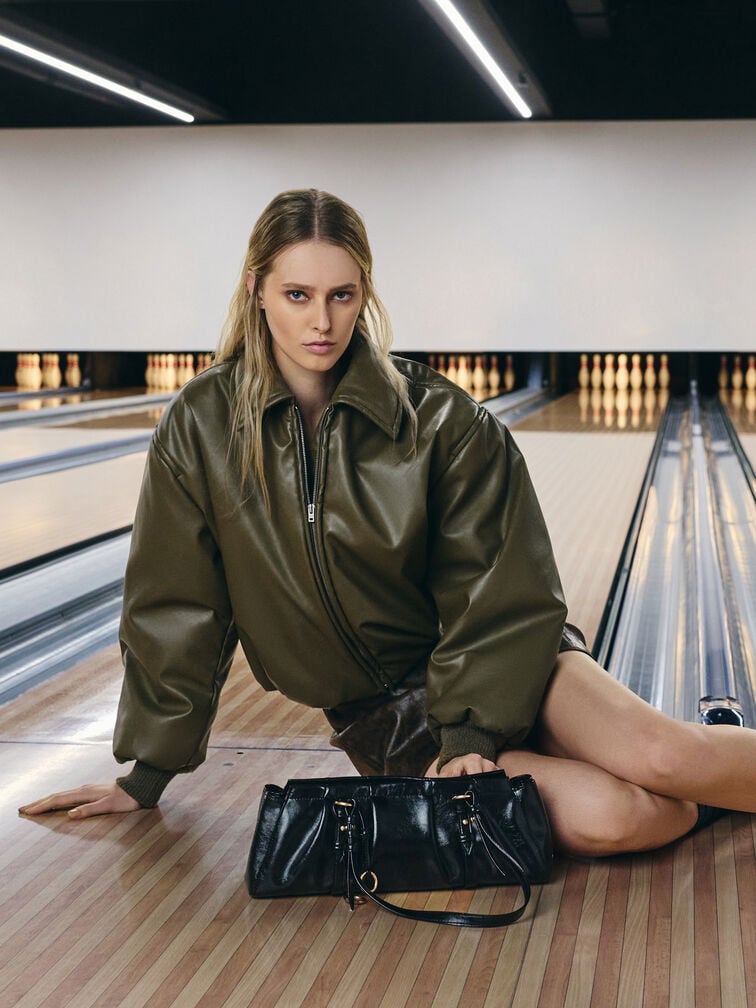 Britton Elongated Shoulder Bag, Black, hi-res