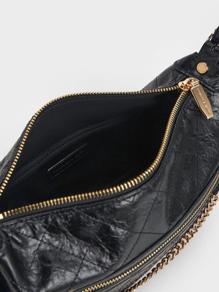 Duo Quilted Shoulder Bag, Black, hi-res