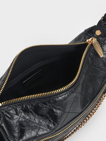 Duo Quilted Shoulder Bag, Black, hi-res