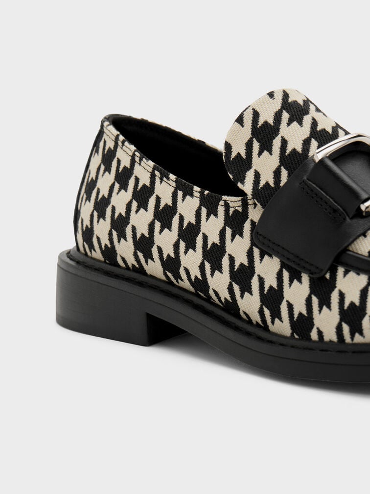 Gabine Leather Houndstooth Loafers, , hi-res