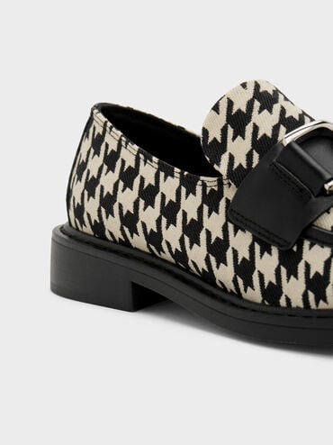 Gabine Leather Houndstooth Loafers, , hi-res