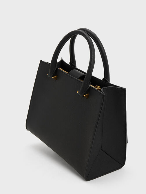 กระเป๋าโท้ทแบบมีโครงรุ่น Anwen, สีดำ, hi-res