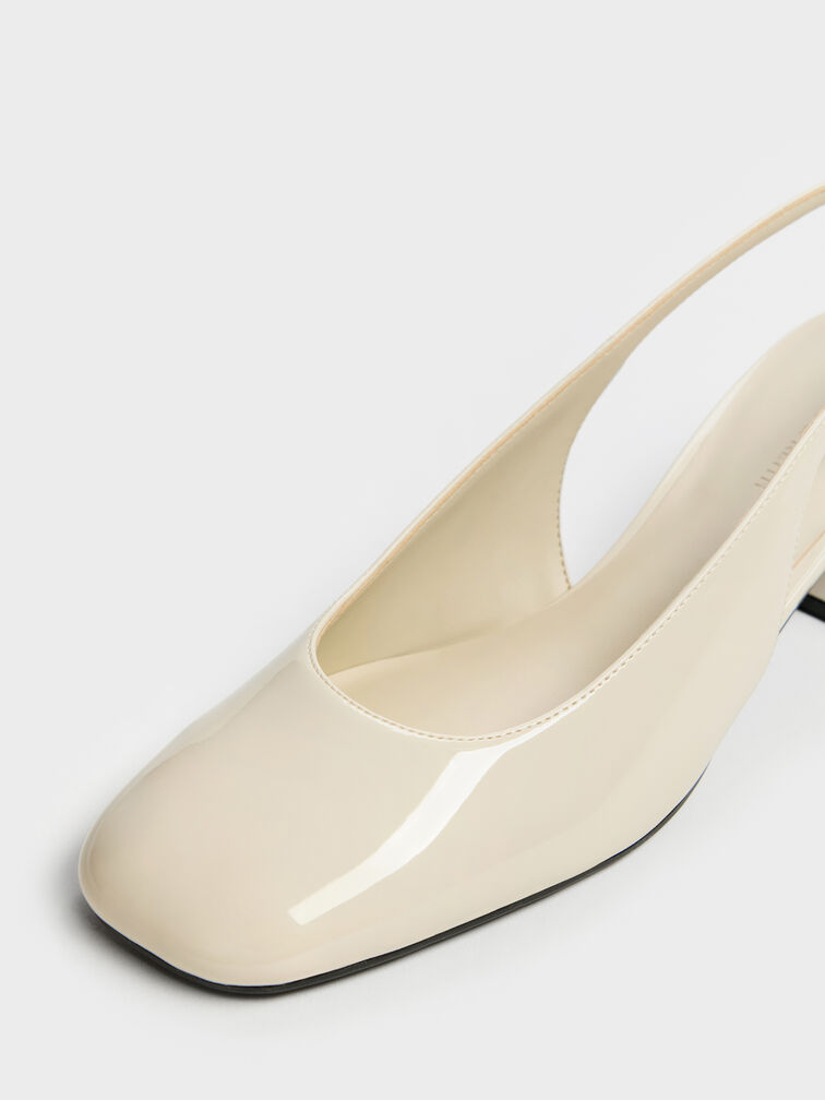 รองเท้ารัดส้นวัสดุหนังแก้วรุ่น Danni, สีชอล์ค, hi-res