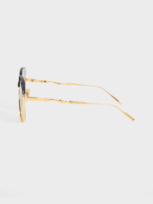 Wavy Wire-Frame Square Sunglasses, , hi-res