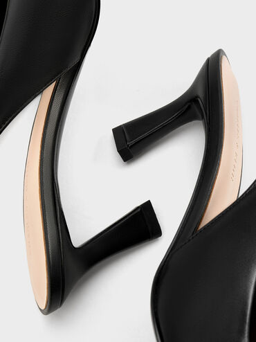 Flared Heel Slingback Pumps, Black, hi-res