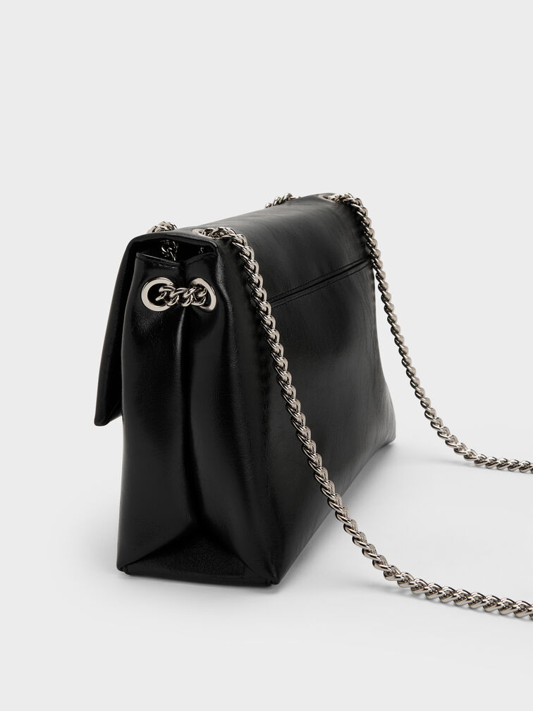 Sianna Chain Shoulder Bag, Noir, hi-res